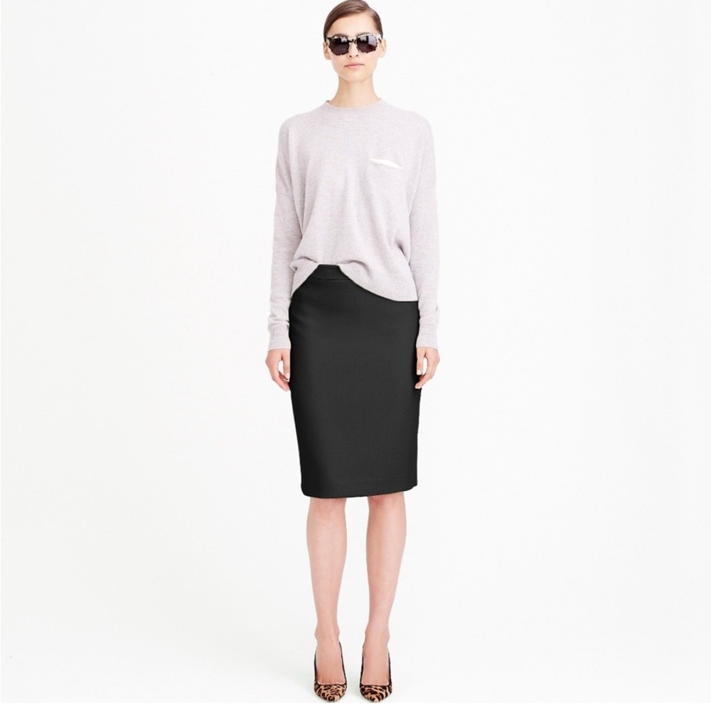 J. Crew No. 2 Pencil Double Serge Wool Black Skirt - Size 8